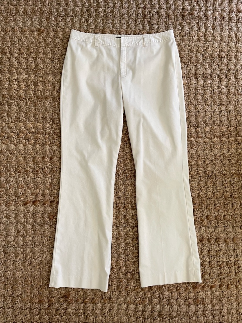 Banana Republic Martin Pants 12 Long Ivory Straight Leg Stretch Trousers - Picture 2 of 6